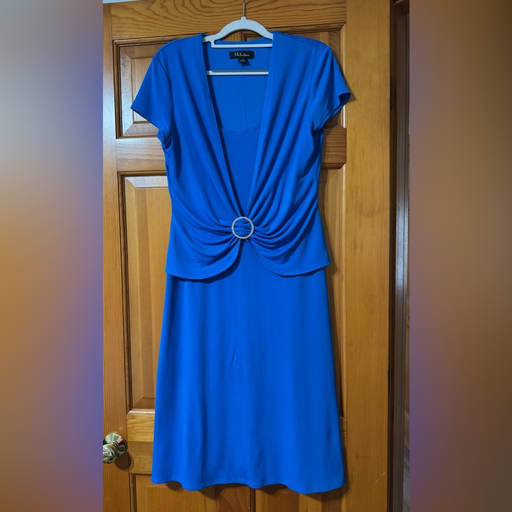 SL Fashions Royal Blue Midi Dress with Ring Detail